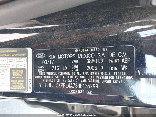 KIA FORTE LX 2017 3KPFL4A73HE135299 Image 9