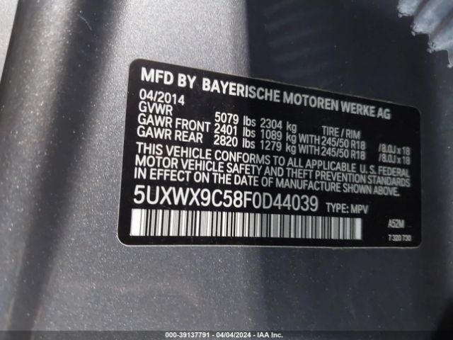 5UXWX9C58F0D44039 BMW X3 Xdrive28i