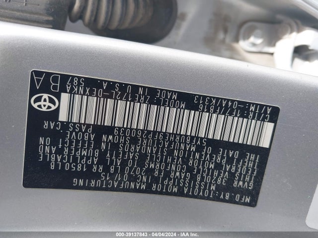 Toyota COROLLA LE 2015 5YFBURHE9FP260039 Image 9