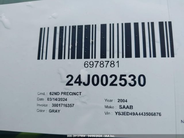 2004 SAAB 9-5 YS3ED49A443506876 Photo 8