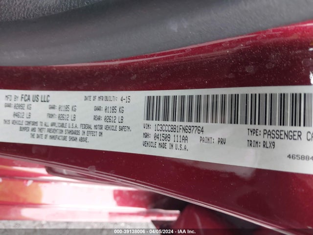 Chrysler 200 S 2015 1C3CCCBB1FN697764 Image 9