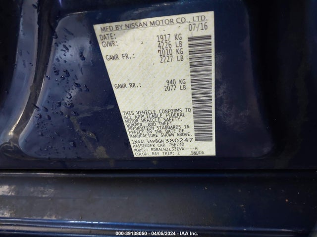 Nissan Altima 2.5 Sr 2016 1N4AL3AP8GN380247 Image 9