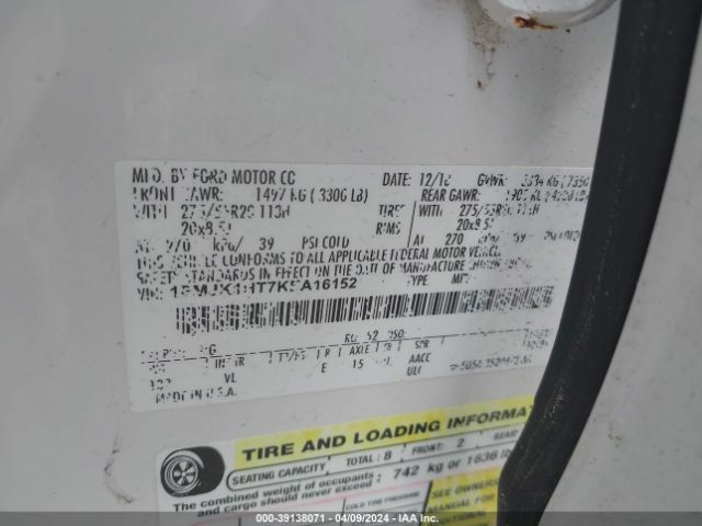 1FMJK1HT7KEA16152 Ford Expedition Max Xlt