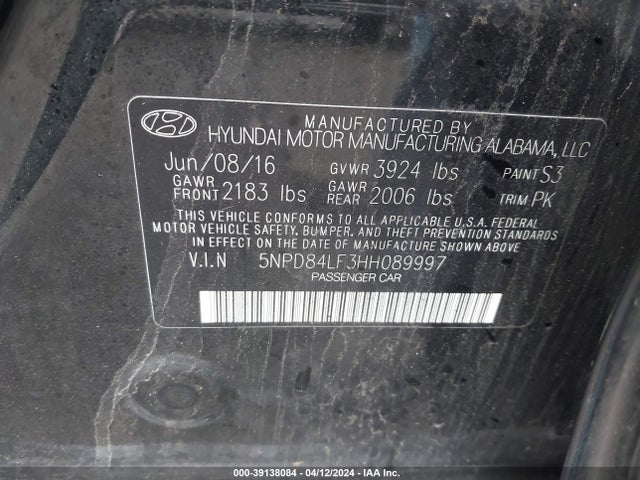 Hyundai ELANTRA SE 2017 5NPD84LF3HH089997 Image 9
