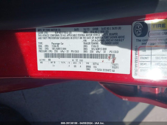 Ford FIESTA SE 2014 3FADP4BJ5EM156927 Image 9