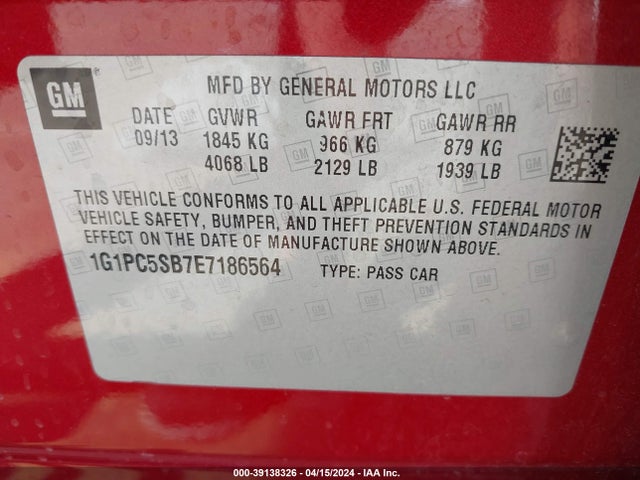 Chevrolet Cruze 1lt Auto 2014 1G1PC5SB7E7186564 Image 9