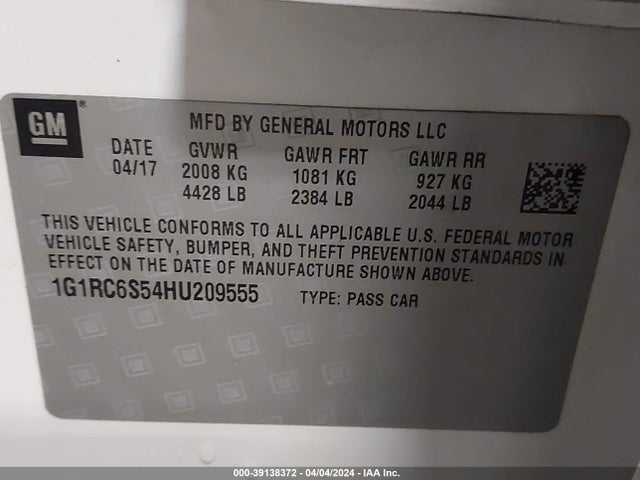 Chevrolet VOLT LT 2017 1G1RC6S54HU209555 Image 9