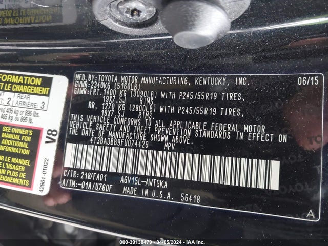 Toyota VENZA LE 2015 4T3BA3BB9FU074429 Image 9