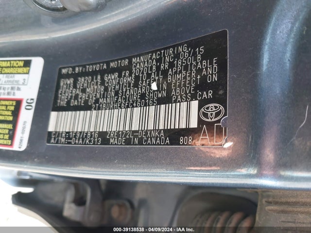 Toyota COROLLA LE 2015 2T1BURHE6FC460165 Image 9