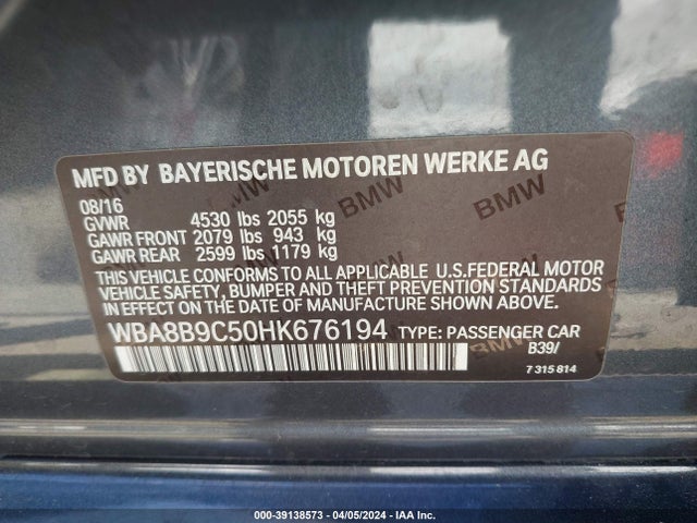 BMW 330I 2017 WBA8B9C50HK676194 Image 9