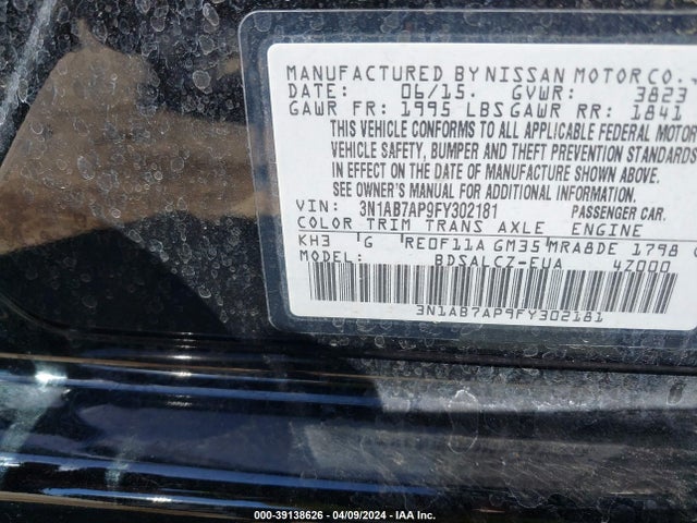 Nissan SENTRA S 2015 3N1AB7AP9FY302181 Image 9