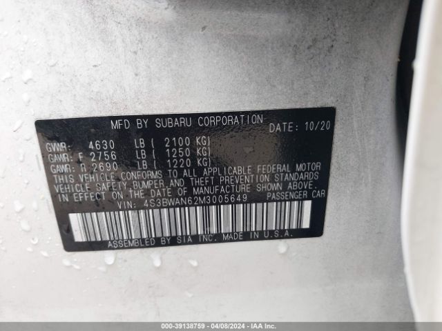 4S3BWAN62M3005649 Subaru Legacy Limited