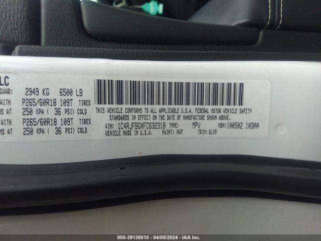 1C4RJFBGXFC632318 Jeep Grand Cherokee Limited
