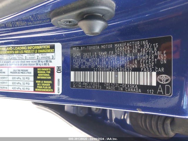 Toyota Corolla S Plus 2016 2T1BURHE2GC485632 Image 9