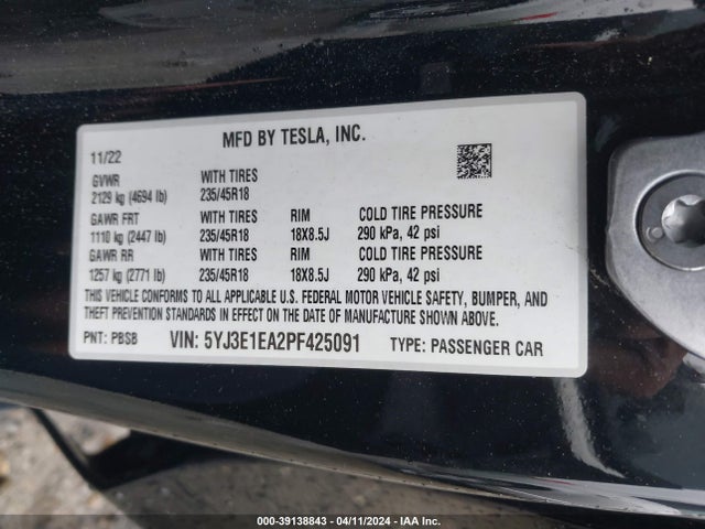 2023 TESLA MODEL 3 5YJ3E1EA2PF425091 Photo 8