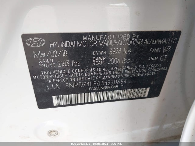 Hyundai ELANTRA SE 2018 5NPD74LF6JH330654 Image 9