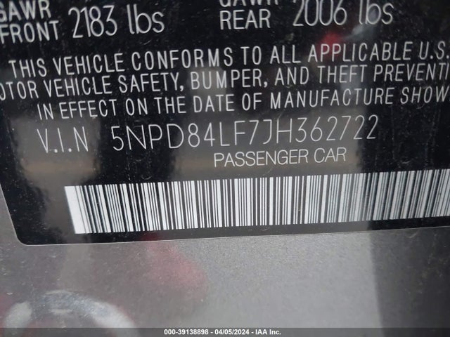 Hyundai Elantra Value Edition 2018 5NPD84LF7JH362722 Image 9