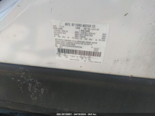 1FM5K8AR4JGA26794 Ford Police Interceptor Utility