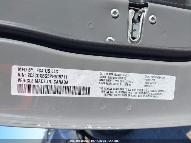 Dodge Charger Sxt 2023 2C3CDXBG5PH619711 Image 9