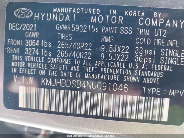 KMUHBDSB4NU091046 Genesis Gv80 2.5t Awd