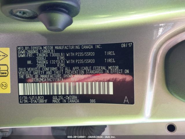 2T2BZMCA18C111874 Lexus RX 350