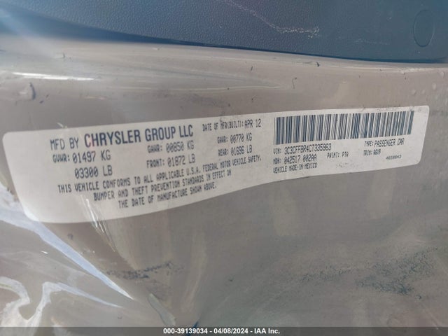 2012 FIAT 500 3C3CFFBR4CT335963 Photo 8