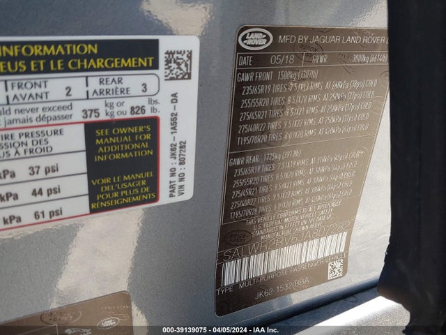SALWR2RV6JA807282 Land Rover Range Rover Sport Hse