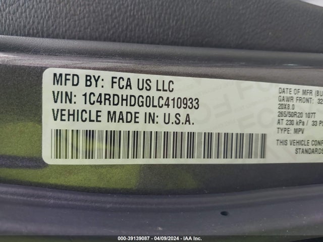Dodge Durango Gt Plus Rwd 2020 1C4RDHDG0LC410933 Image 9