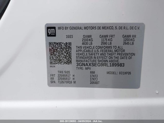 Chevrolet Equinox Awd Ls 2024 3GNAXSEG9RL189983 Image 9