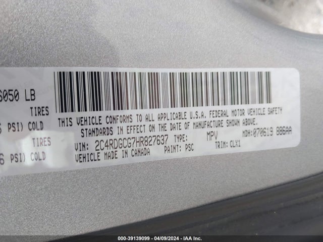 Dodge Grand Caravan Sxt 2017 2C4RDGCG7HR827637 Image 9