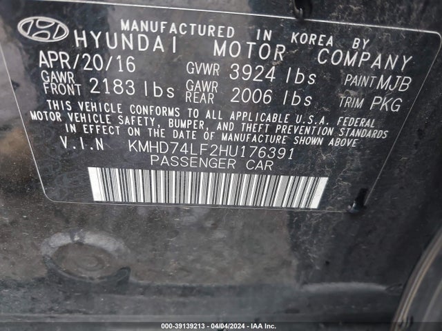 Hyundai ELANTRA SE 2017 KMHD74LF2HU176391 Image 9