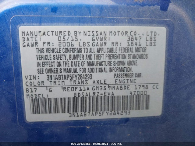 Nissan SENTRA SR 2015 3N1AB7AP5FY284293 Image 9