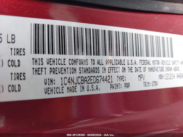 1C4NJCBA2ED674421 Jeep Compass Altitude