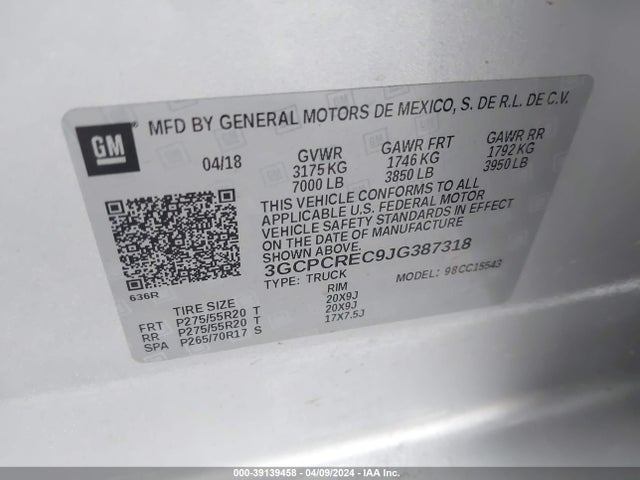 Chevrolet Silverado 1500 1lt 2018 3GCPCREC9JG387318 Image 9