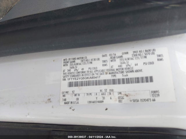 Ford Transit-150 2016 1FTYE2YG5GKA85417 Image 9