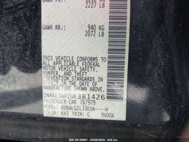 Nissan Altima 2.5 S 2016 1N4AL3AP2GN381426 Image 9