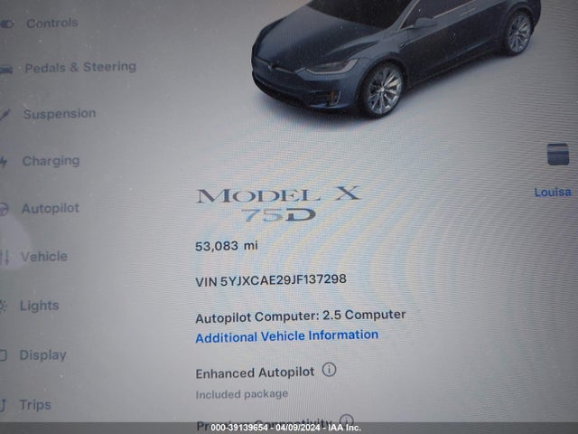 5YJXCAE29JF137298 Tesla Model X 100d/75d/p100d