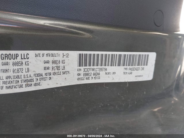 2012 FIAT 500 3C3CFFAR1CT295794 Photo 8