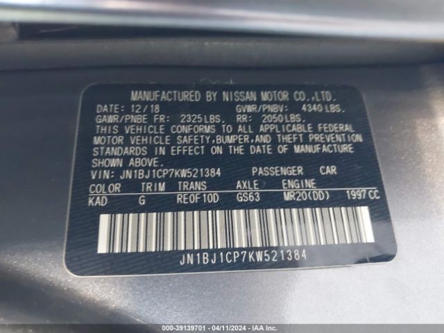 JN1BJ1CP7KW521384 Nissan Rogue Sport Sv