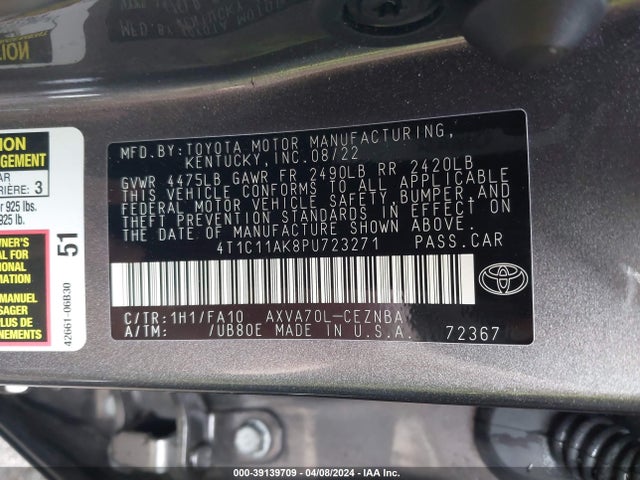 Toyota CAMRY LE 2023 4T1C11AK8PU723271 Image 9