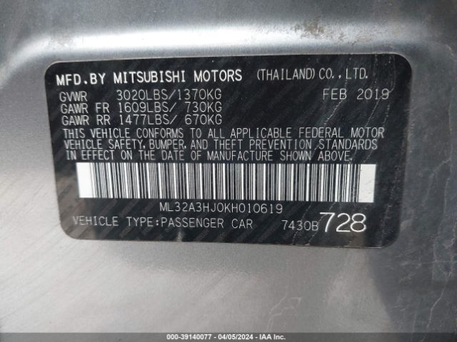 2019 MITSUBISHI MIRAGE ML32A3HJ0KH010619 Photo 8