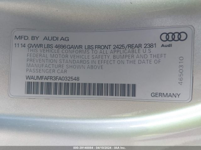 WAUMFAFR3FA032548 Audi A5 2.0t Premium