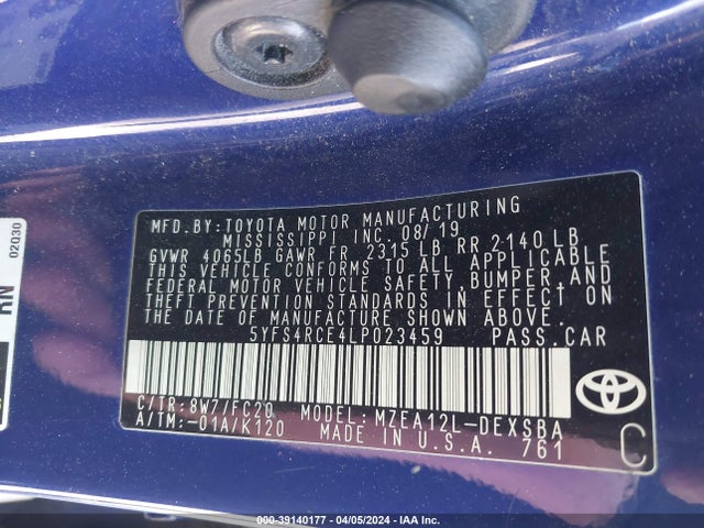 Toyota COROLLA SE 2020 5YFS4RCE4LP023459 Image 9
