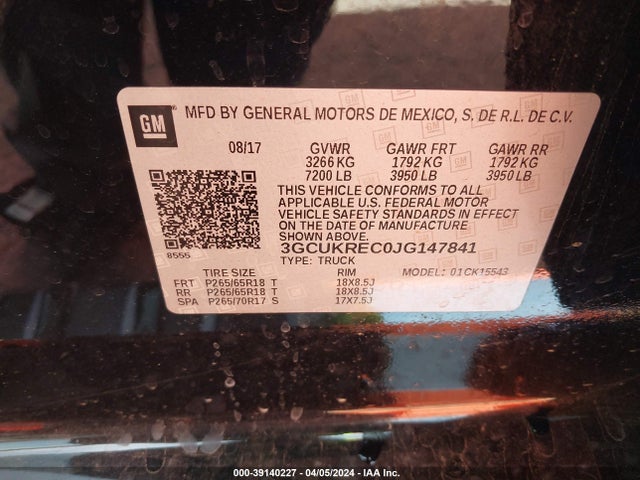 Chevrolet Silverado 1500 1lt 2018 3GCUKREC0JG147841 Image 9