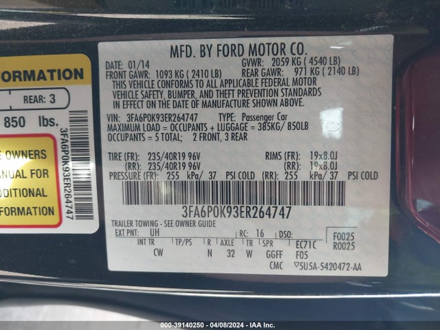 Ford Fusion Titanium 2014 3FA6P0K93ER264747 Image 9