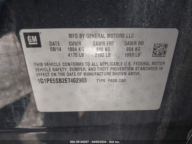 Chevrolet Cruze 2lt Auto 2014 1G1PE5SB2E7462983 Image 9