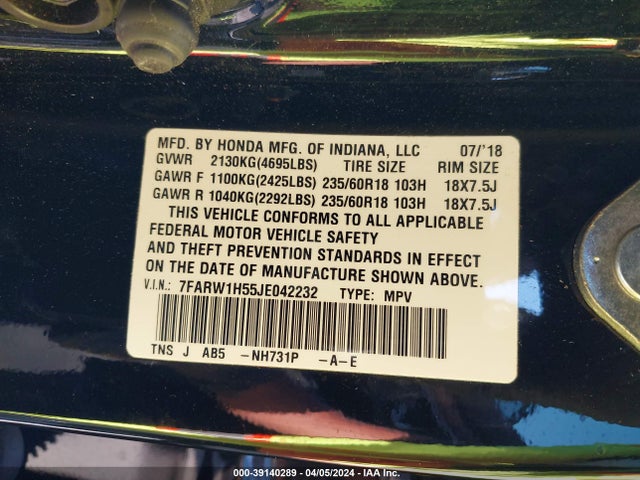 Honda CR-V EX 2018 7FARW1H55JE042232 Image 9