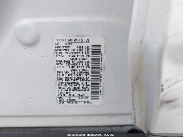 Nissan ROGUE S 2016 JN8AT2MT5GW010997 Image 9