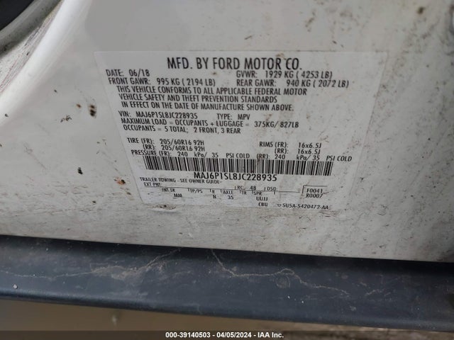 Ford ECOSPORT S 2018 MAJ6P1SL8JC228935 Image 9