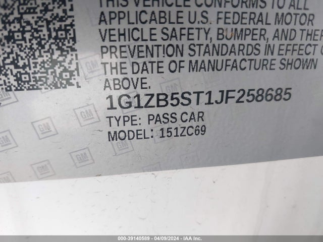 Chevrolet Malibu 1ls 2018 1G1ZB5ST1JF258685 Image 9